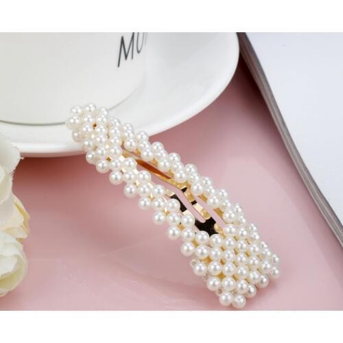 Dongsheng Simple Jewelry Women Pearl Hair Clip Snap Hair Barrette Stick Hairpin Hair Styling Accessories For Women Girls Gift