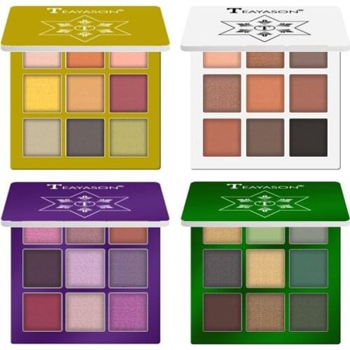 9 Color Eyeshadow Dish Earth Color Pearlescent Matte Eye Shadow Diamond Glitter Unique Eye Makeup Cosmetics