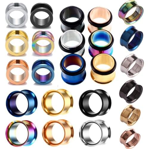 1 pair Stainless Steel Ear Plugs Tunnels Piercings Rose Gold Screwed Earring Expander Fashion Ear Cartilage Piercings Jewelry