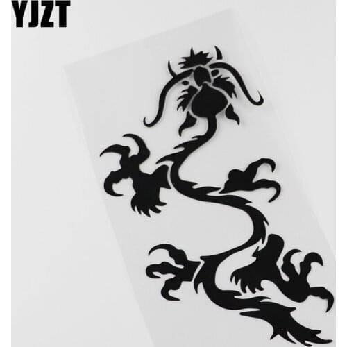 YJZT 10.6CMX19.6CM Fashion Chinese Dragon Tribal Vinyl Car Sticker Black /Silver 13C-0114