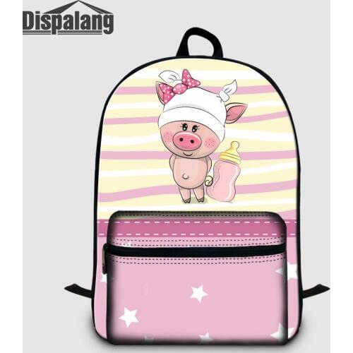 Women Canvas School Bookbags Cartoon Pig Animal Laptop Backpack For Teenage Girls Piggy Female Bagpack Student Computer Rucksack