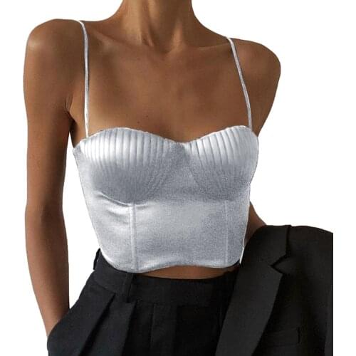 Female Vest Tanks Tops Ladies Solid Color Sleeveless Spaghetti Strap Crop Tops Low-Cut Tees for Summer White/Black Camis