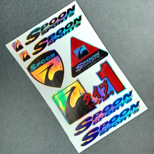 1 Set Car Styling Laser Vinyl Auto Body Window Engine Hood Sticker Decal for Japanese Spoon Sports EK9 FK8 GK5