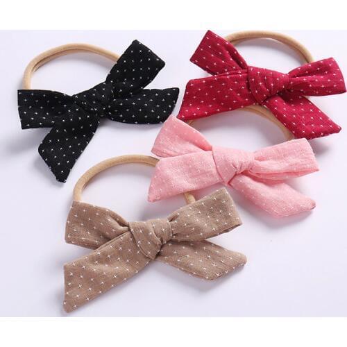 1pcs Boutique Babe Girls Cotton Fabric Bow Nylon Headband,NO mark on head, Super soft Nylon headbands babe shower gift