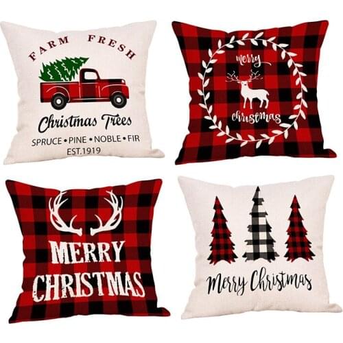 2020 Explosive Christmas Products Cartoon Pillow Case Cushion Cover Home Sofa Car Floor Mat Linen Fine Linen Home Decoration