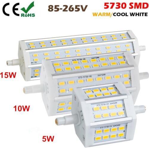 Free ship Dimmable R7S LED 5W 10W 15W SMD5730 led r7s 78mm J78 118mm J118 189mm J189 bulb light halogen Lamps floodlight