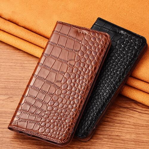 Crocodile Veins Genuine Leather Case For Samsung Galaxy S7 edge S8 S9 S10 S20 S21 FE Plus Lite Ultra Magnetic Flip Cover Cases