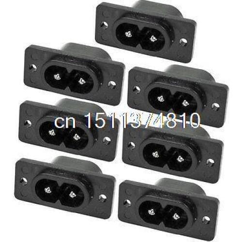 Black IEC320 C8 Screw Mounting Inlet Plug Socket AC 250V 2.5A 7 Pcs