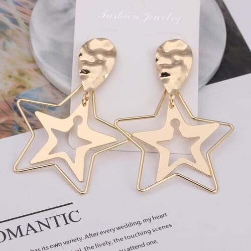Long Metal Star Earrings Big Earrings Pendants Luxury Drop Earrings Jewelry for Women 2020 Statement Dangle Earrings Geometric