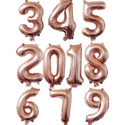 40inch Number 0-9 Rose Gold Foil Balloons Happy New Year party digital helium balloon Wedding Christmas Party Decoration Globos