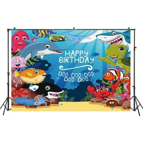 HUAYI Photography Backdrops Birthday Photo Backdrop Undersea Baby Shower Party Decor Banner Photography Background W-1551