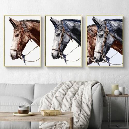 Classica Horse Picture Home Decor Nordic Canvas Painting Wall Art Print Animal Vivid Realist Poster for Living Room Art Painting