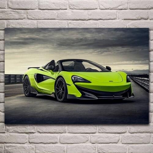 Cool Green Super Car Poster Car Scenery Poster Canvas Paintings Car Pictures Wall Art for Living Room Home Decor (No Frame)