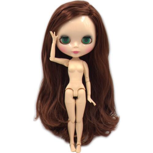 ICY DBS Blyth Doll 1/6 bjd side parting deep red hair joint body natural skin shiny face 30cm toy