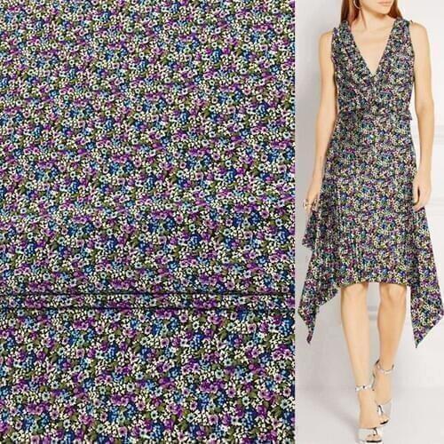 Mini floral print pure silk Crepe DE chine fabric small calico design,SCDC944