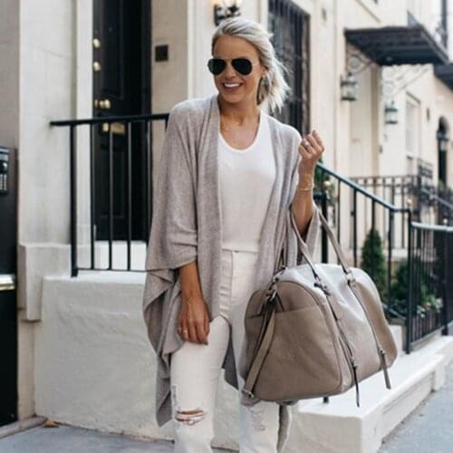 Fashion Women Irregular Long Cardigans Autumn Long Sleeve Knitted Tops Casual Loose Cardigan Coat Outerwear