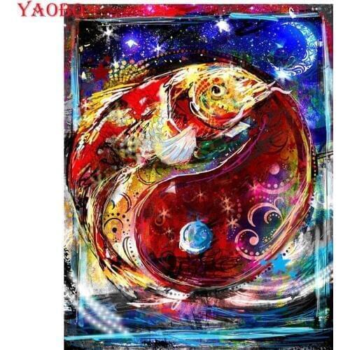 Mosaic Diamond Embroidery yin and yang,5D,diy Diamond Painting Koi fish,3d Cross Stitch,animal,picture Diamond,home decor gift