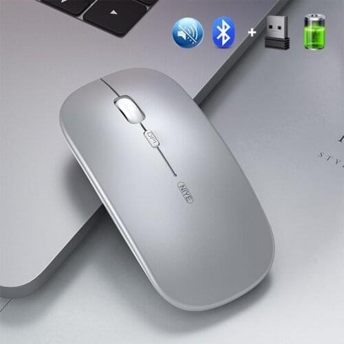 Dual Mode Mouse Bluetooth + 2.4GHz Wireless Slim Mouse Gaming Pc Mini Laptop Usb Computer Accessories Desktop Cordless Mice