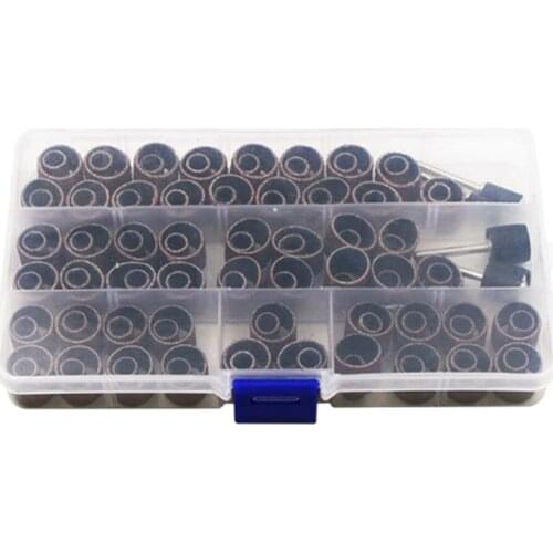 104Pcs Sanding Band Drum Rings Sleeve Abrasive Set 1/4" 1/2" for Rotary Tool