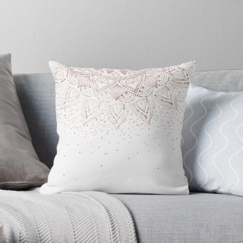 Pillowslip Elegant rose gold mandala confetti design Throw Pillow 100% Cotton
