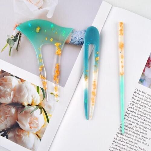 New Transparent silicone mold resin wind axe hairpin chopsticks silicone mold DIY hairpin jewelry silicone mold