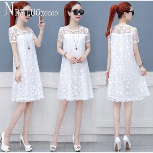 2020 New Lace Korean Women Dress White And Black Color Female Dresses
