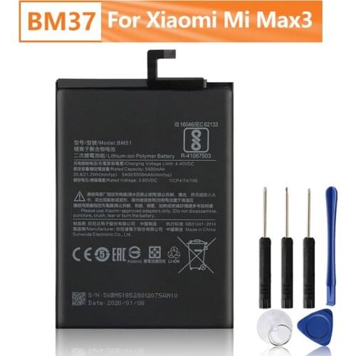 Xiao Mi Original BM51 Battery For Xiaomi Max3 Max 3 BM51 Genuine Replacement Phone Battery 5500mAh With Free Tools