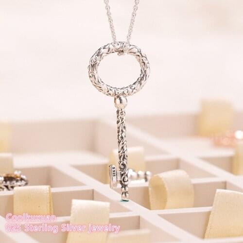 Autumn 100% Original 925 Sterling Silver Regal Key Necklace For Women Jewelry