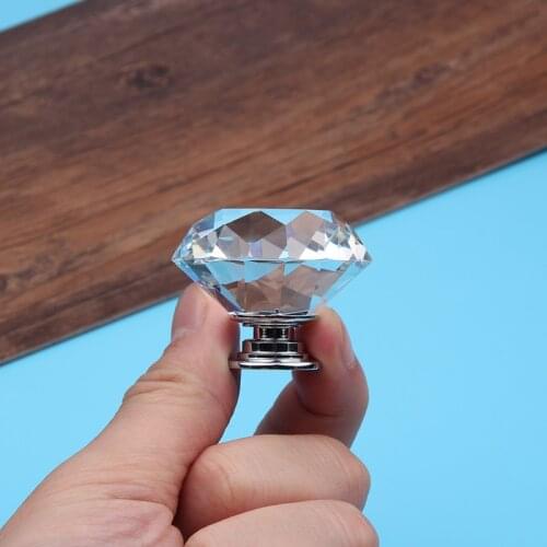 10pcs 40mm Clear Crystal Glass Diamond Cut Door Knobs Kitchen Cabinet Drawer Knobs+screw Home Decorating Handle