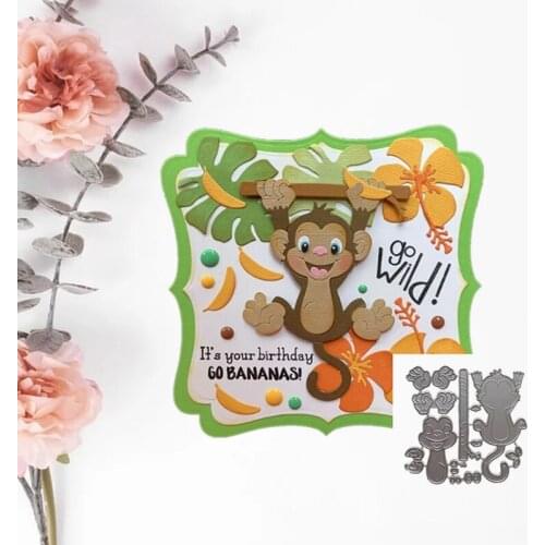 Carbon Steel Cute Monkey Scrapbooking Embossing Stencil, DIY Printing Steel Mould for Album Paper Card Making