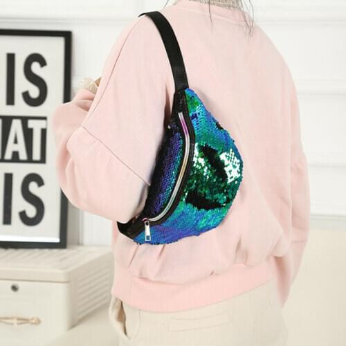 2020 New Style Waist PackS Women Fashion Reversible Mermaid Sequins Glitter Waist Bag Lady PU Sports Fanny Pack Pouch Hip Purse
