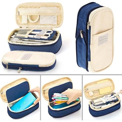 Canvas Pencil Case Large Capacity Multifunctional Zipper School Portable Simple Pencil Cases Pen Box Bag Pencils Pouch Pencil