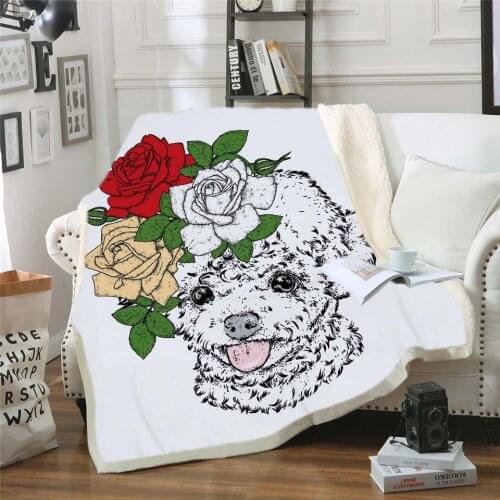3D Pet Dog Animal Print Thick Wool Sofa Glasses Dog Bedspread Double Side Cashmere Lamb Cashmere Thin Quilt Warm Shawl Blanket