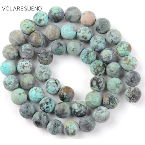Dull Polished African Turquoises Natural Stone Round Loose Beads 15” Pick 4-10mm Spacer Beads For Charm Bracelet Jewelry Making