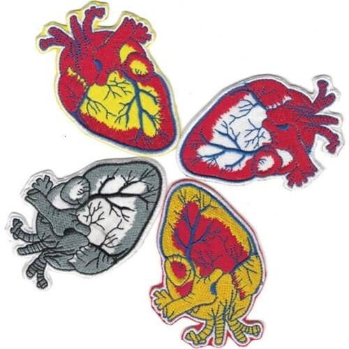 Punk Heart Shape Stripe Badge Embroidery Patch Stickers On Clothes Appliques Clothing Iron On Backpack Tactical Patches