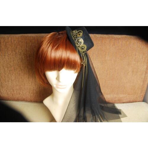 Vintage Gothic Steampunk Loita Cosplay Mini Top Hat Retro Headdress for Women Black