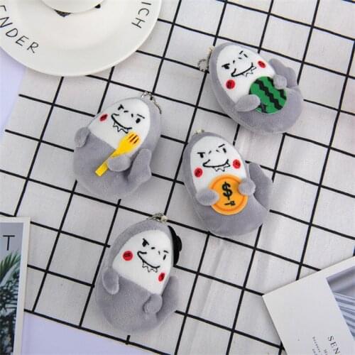 Mini Funny Shark Key Chain Pendants Kawaii Plush Toys Backpack Schoolbag Cartoon Anime Doll Gifts Stuffed Toy For Children