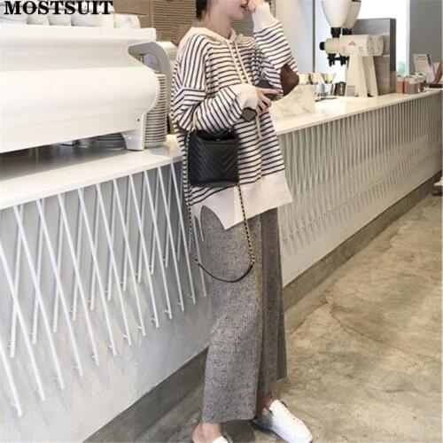 Autumn New Fashion 2 Piece Pants Set Women Hooded Striped Pullover + Wide Leg Pants Set Casual Fashion Female Two Piece Set 2021