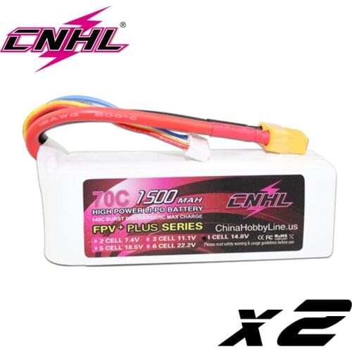 2pcs CNHL 4S Lipo Battery 14.8V 1500mAh 70C G+Plus With XT60 Plug For RC FPV Airplane Helicopter Drone Quadcopter Car Boat