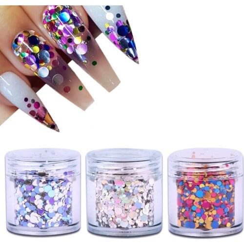 1 Bottle Holographic Round Shape Nail Glitter Silver Laser Sequins Slice Nail Thin Paillette Micro Glitter Nail Art Decorations