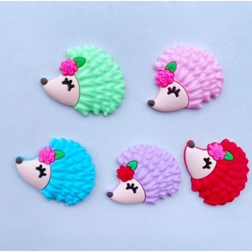 10 Pieces Of New Kawai Soft Glue Cartoon Animal Hedgehog Flat DIY Crafts Scrapbook Hair Bow Center Accessories Embellishment B37