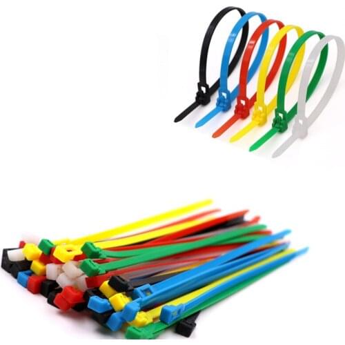 High Quality 25pcs Plastic Reusable Cable Ties 5x200mm/8x200mm Releasable Nylon May Loose Slipknot
