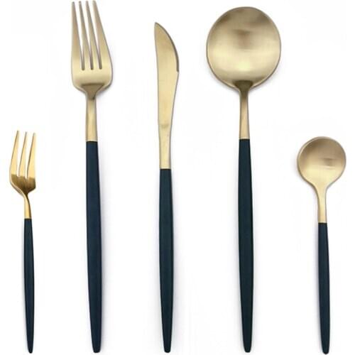 30Pcs Black Flatware Tableware Set 18/10 Matte Stainless Steel Knife Coffee Spoon Silverware Set Forks Dinner Set