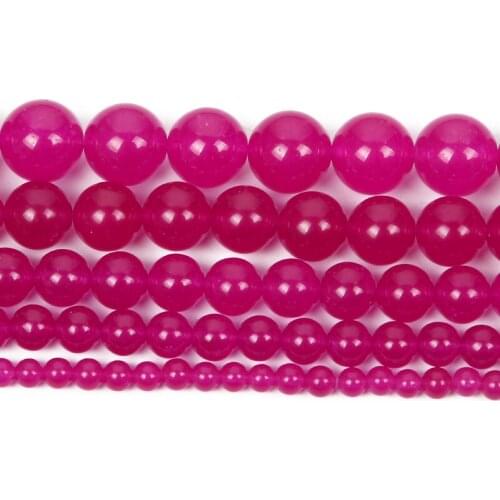 4-12mm Natural Stone Beads Round Smooth Rose Red Jades Stone Loose Beads For Jewelry Making DIY Charm Bracelet Necklace Handmade