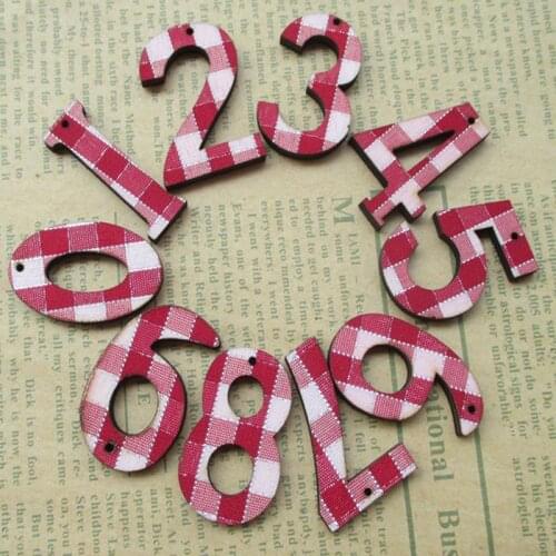50pcs/set red Wood Wooden Numbers Alphabet For Wedding Birthday Home Decor decoration About 30 mm 017027014