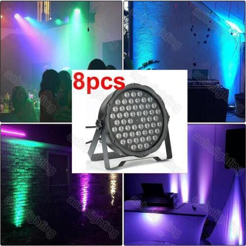 8pcs DMX512 control stage lighting wash 54 1w rgbw led par Disco Bar Flat par led