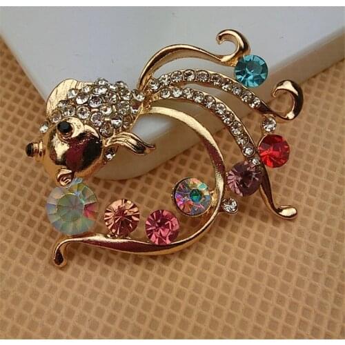 Alloy Jewelry Accessory DIY Metal Phone Case Decroation Gold Tone Colorful Crystal Rhinestone Fish Animal Button Charm Sticker