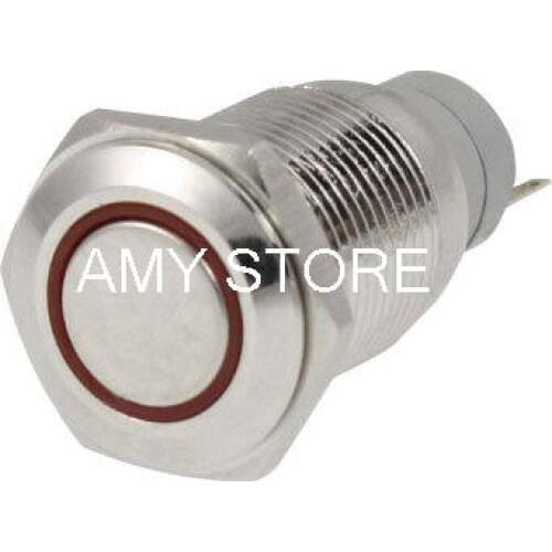 Angel Eye RED Led Light 12V Metal Momentary Push Button Switch 16mm Mounting Hole