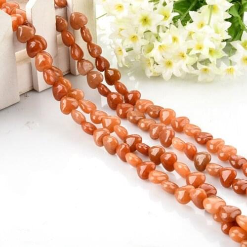 Natural Red Aventurine Heart Beads Orange Natural Stone Loose Beads 12mm DIY Handmade Jewelry Accessories
