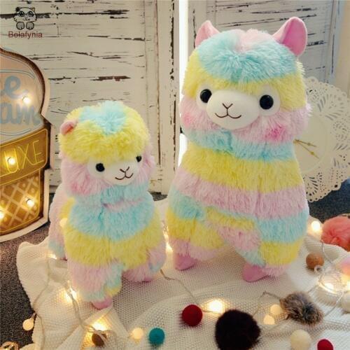 BOLAFYNIA Children Plush Stuffed Toy Rainbow Alpaca doll Baby Kids Toy for Christmas Birthday Valentines Day gift